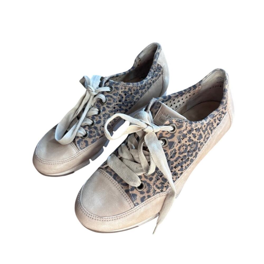 Paul Green Posh Leopard Print Perforated Sneakers UK4 US 6.5